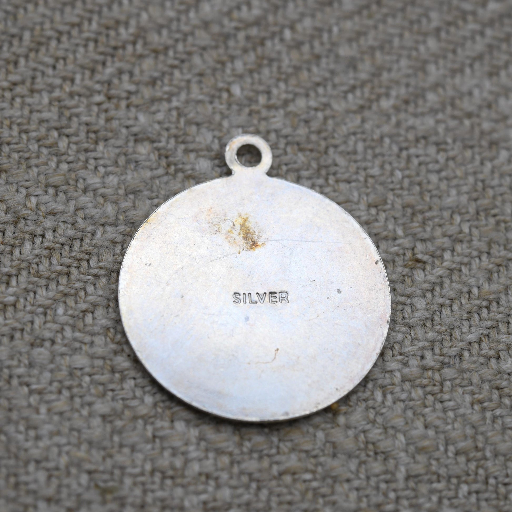 Vintage Sterling Silver St. Christopher Pendant - Raised Relief | Circle | Saint of Travelling | Religious Jewellery