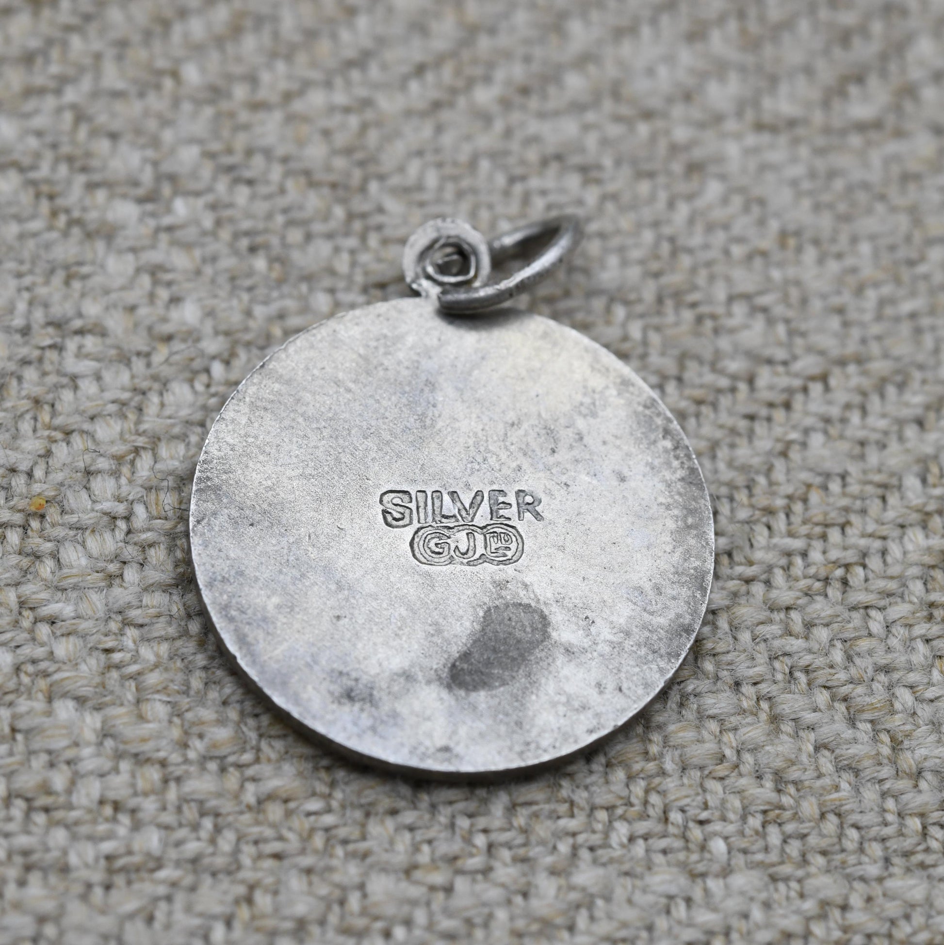 Vintage Sterling Silver St. Christopher Pendant - Embossed Relief | Circle Shape | Religious Jewellery | Gift for Charm Necklace