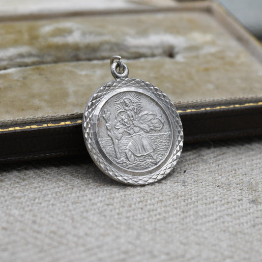Vintage Sterling Silver St. Christopher Pendant - Embossed Relief | Saint of Travelling | Religious Jewellery | Gift for Charm Bracelet