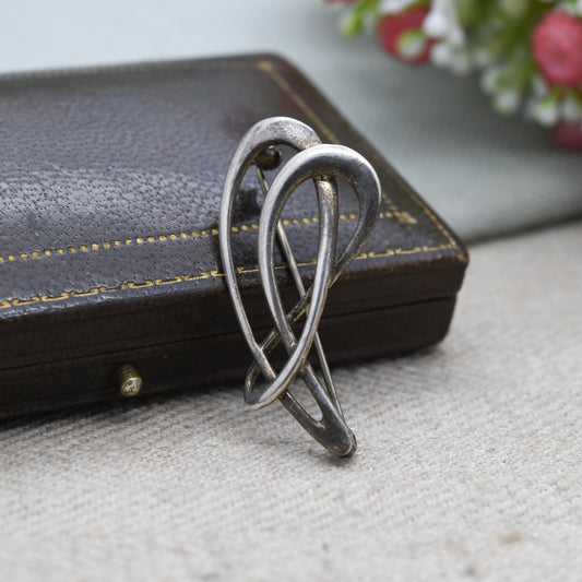 Vintage Sterling Silver Openwork Swirl Brooch - Abstract Cut Out Shape