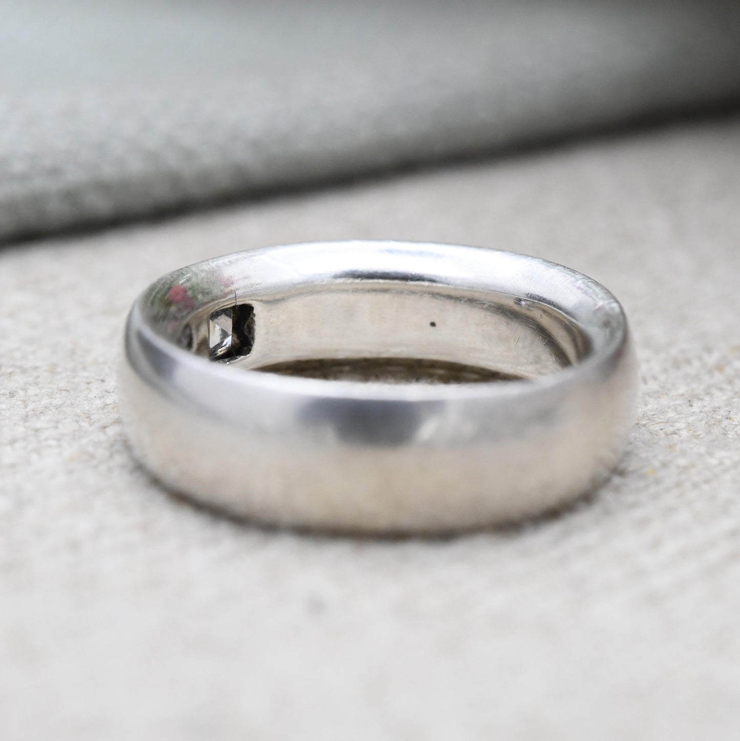 Sterling Silver Clear Stone Solitaire Band Ring - Large White Stone | Minimalist Ring | UK Size - N | US Size - 7