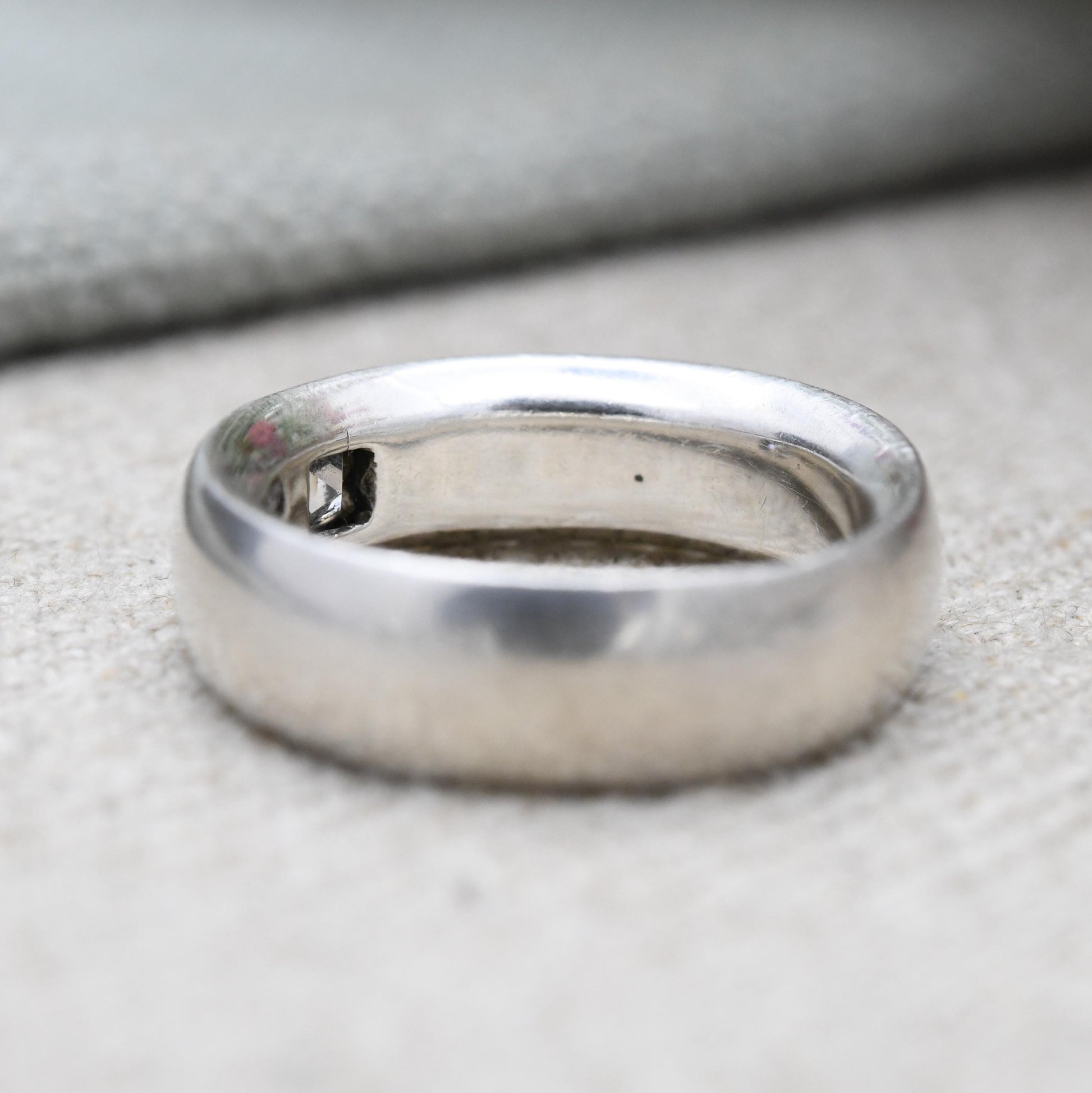 Sterling Silver Clear Stone Solitaire Band Ring - Large White Stone | Minimalist Ring | UK Size - N | US Size - 7