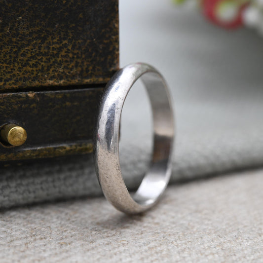 Sterling Silver Band Ring - Minimalist Stacking Rounded Band | UK Size - P 1/2 | US Size - 8