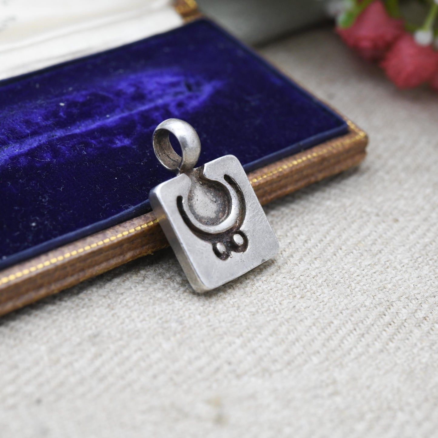 Vintage Sterling Silver Abstract Symbol Pendant - American | Mexico | Mid-Century | Minimalist Ring | Chunky Necklace Stack Charm