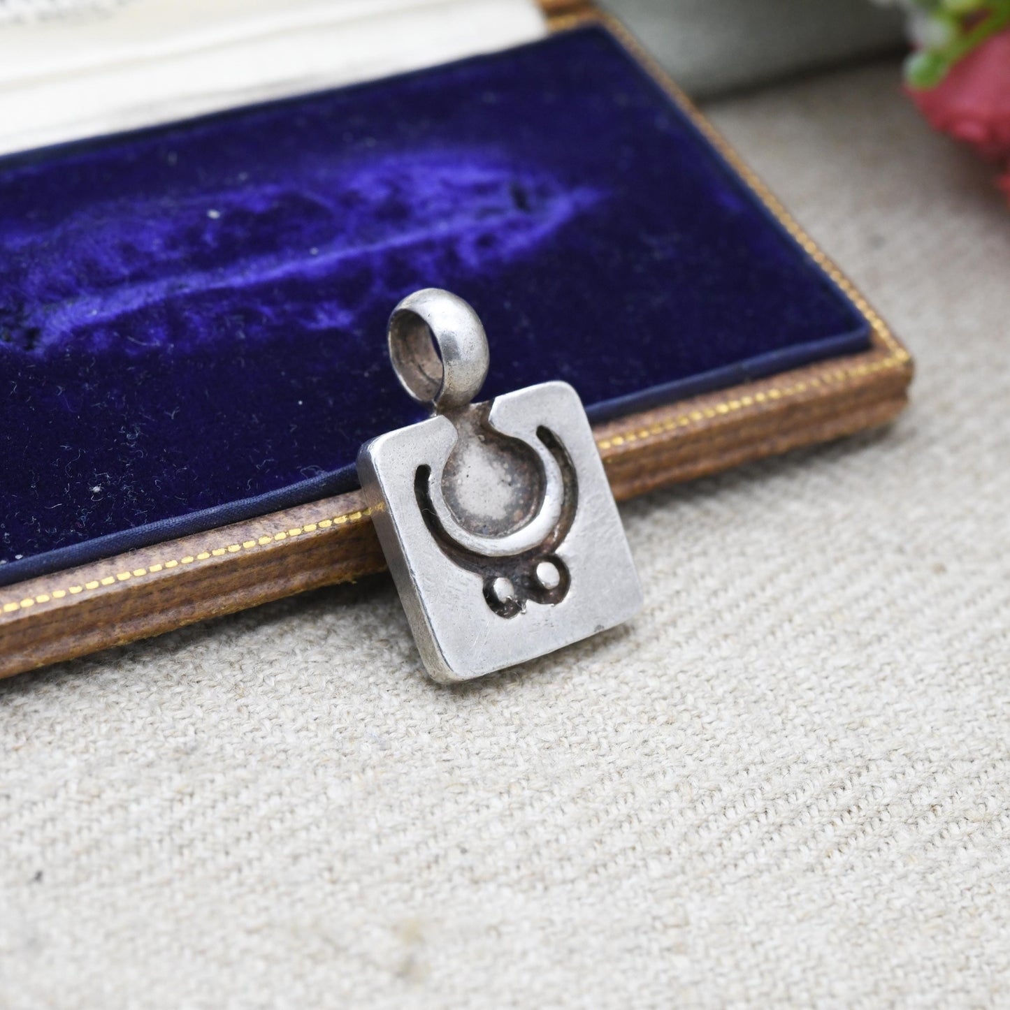 Vintage Sterling Silver Abstract Symbol Pendant - American | Mexico | Mid-Century | Minimalist Ring | Chunky Necklace Stack Charm