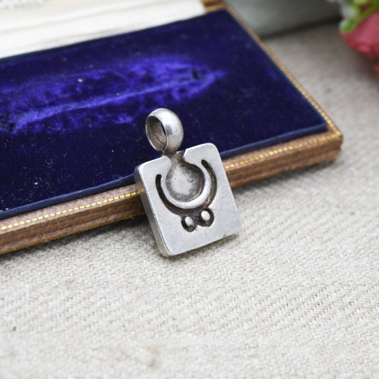 Vintage Sterling Silver Abstract Symbol Pendant - American | Mexico | Mid-Century | Minimalist Ring | Chunky Necklace Stack Charm