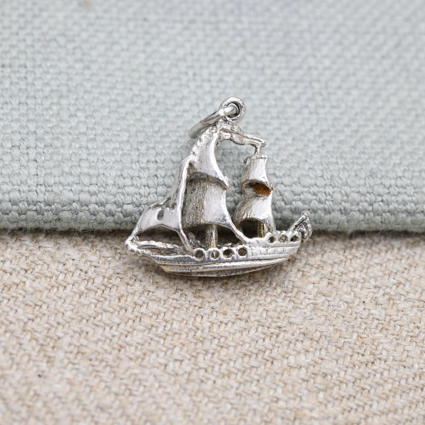 Vintage Silver Sailing Ship Charm Pendant - Cute Collectable Boat | Gift for Charm Bracelet or Charm Necklace