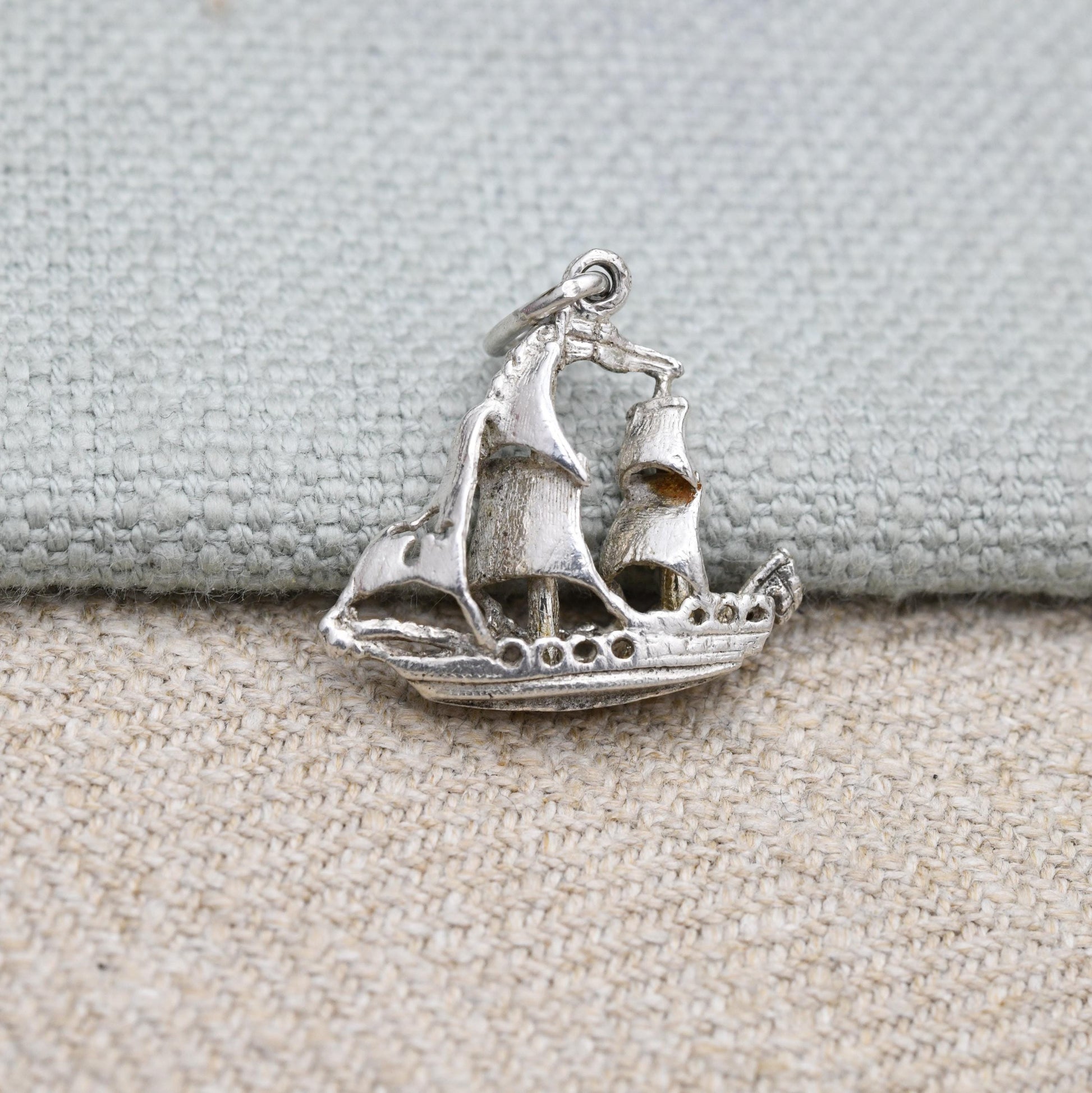 Vintage Silver Sailing Ship Charm Pendant - Cute Collectable Boat | Gift for Charm Bracelet or Charm Necklace