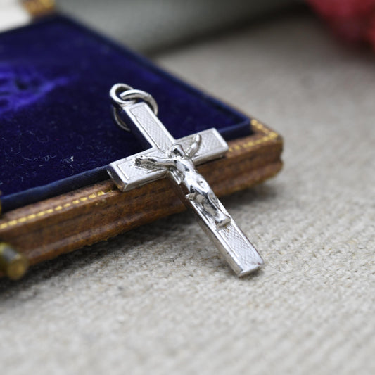 Vintage Sterling Silver Crucifix Pendant Christ on the Cross c.1972 - Religious Jewellery | Gift for Charm Necklace