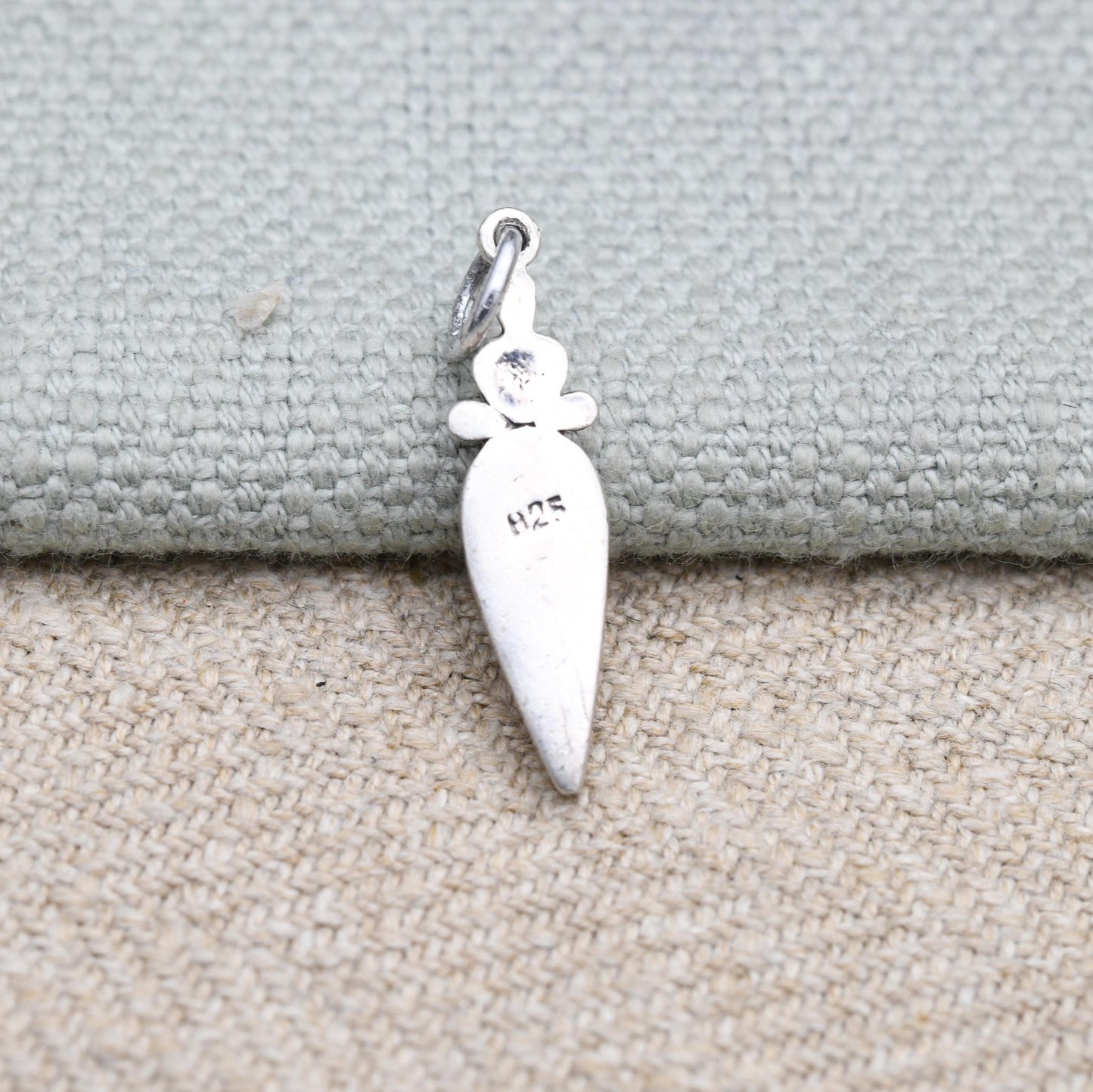 Vintage Sterling Silver Mother of Pearl Tear Drop Pendant - Pretty Silver Gift Necklace with Ornate Little Love Heart Design