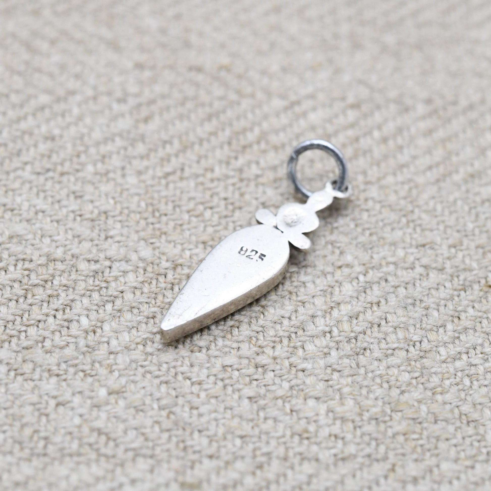 Vintage Sterling Silver Mother of Pearl Tear Drop Pendant - Pretty Silver Gift Necklace with Ornate Little Love Heart Design