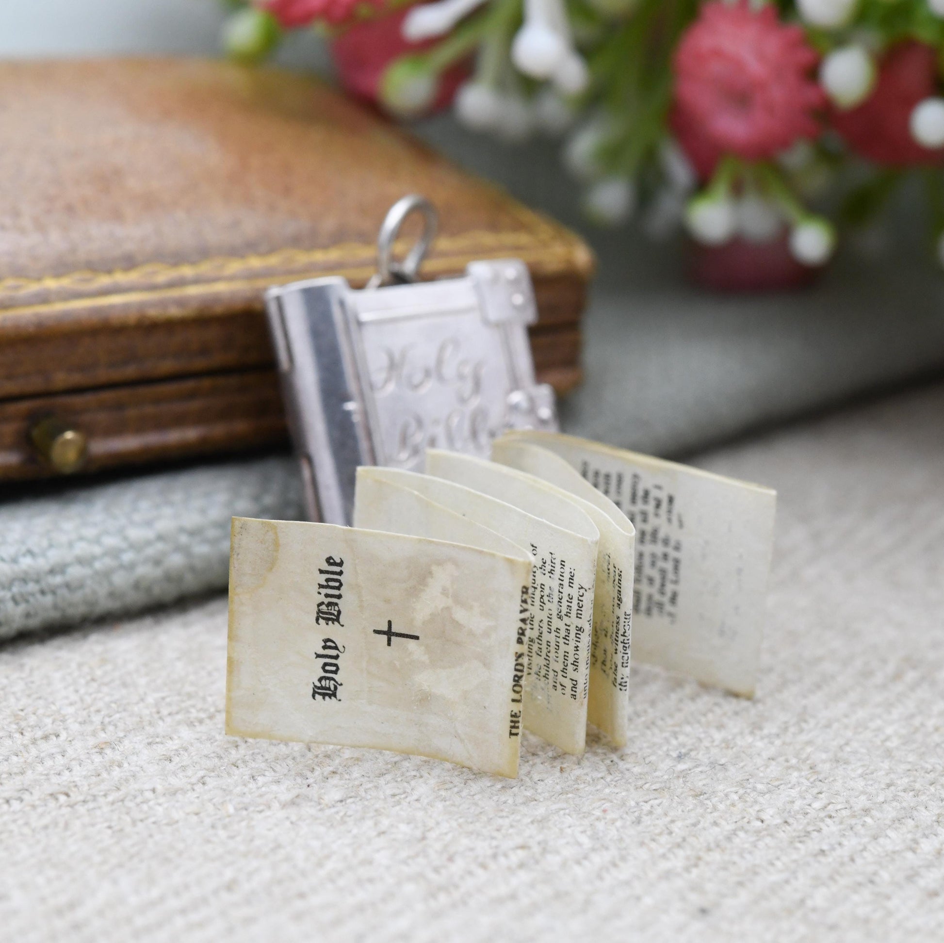 Vintage Sterling Silver Bible Opening Charm Pendant - The Lord's Prayer | Religion | Book | Gift for Charm Bracelet Necklace Stack