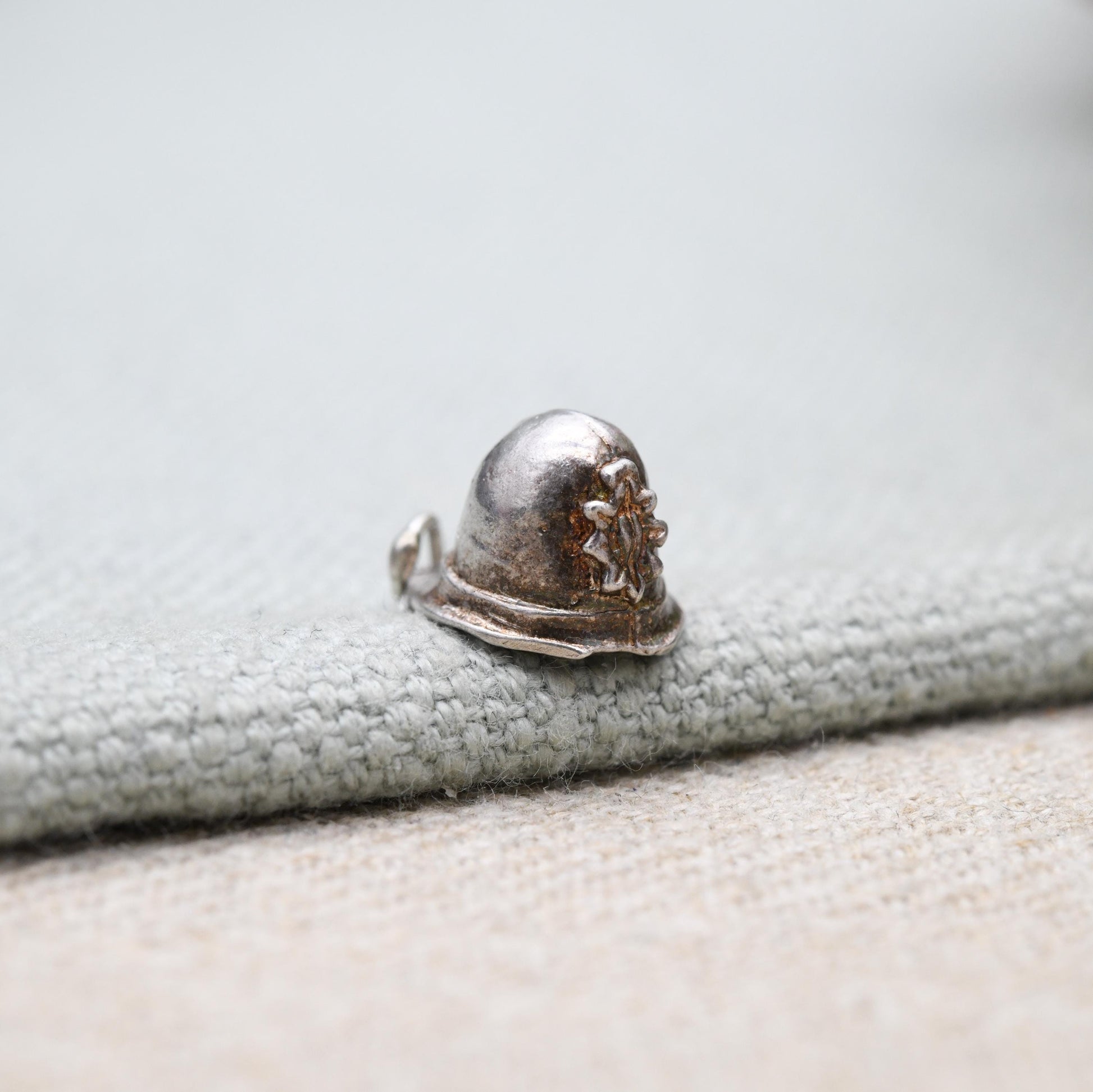 Vintage Sterling Silver Firefighters Helmet Charm Pendant - Fireman | Police Officer Hat | Gift for Charm Bracelet