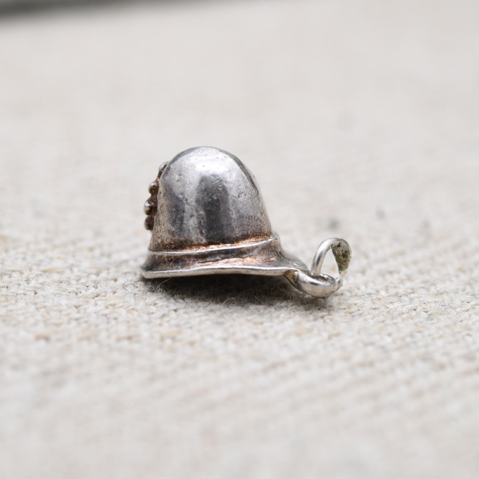 Vintage Sterling Silver Firefighters Helmet Charm Pendant - Fireman | Police Officer Hat | Gift for Charm Bracelet