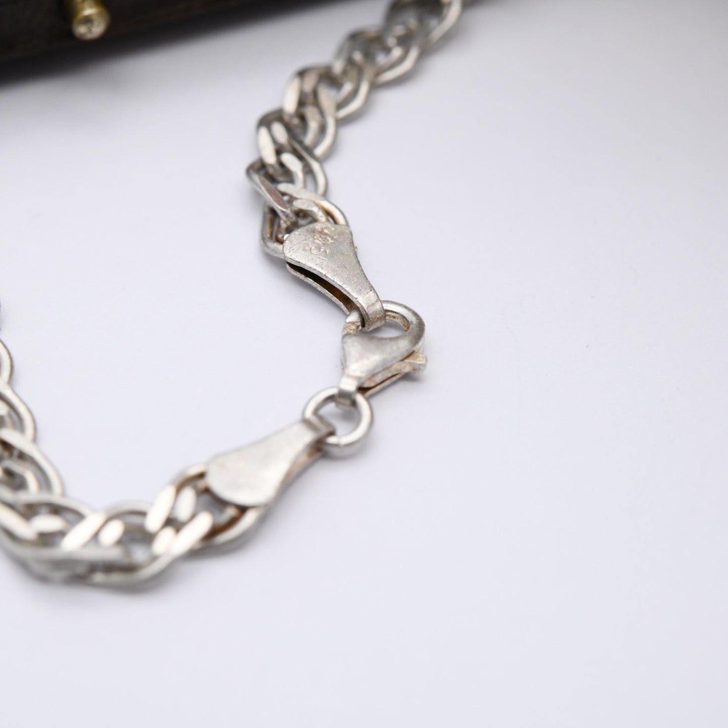 Vintage Sterling Silver Chain Bracelet - Double Flat Curb Links | Unisex | Gift