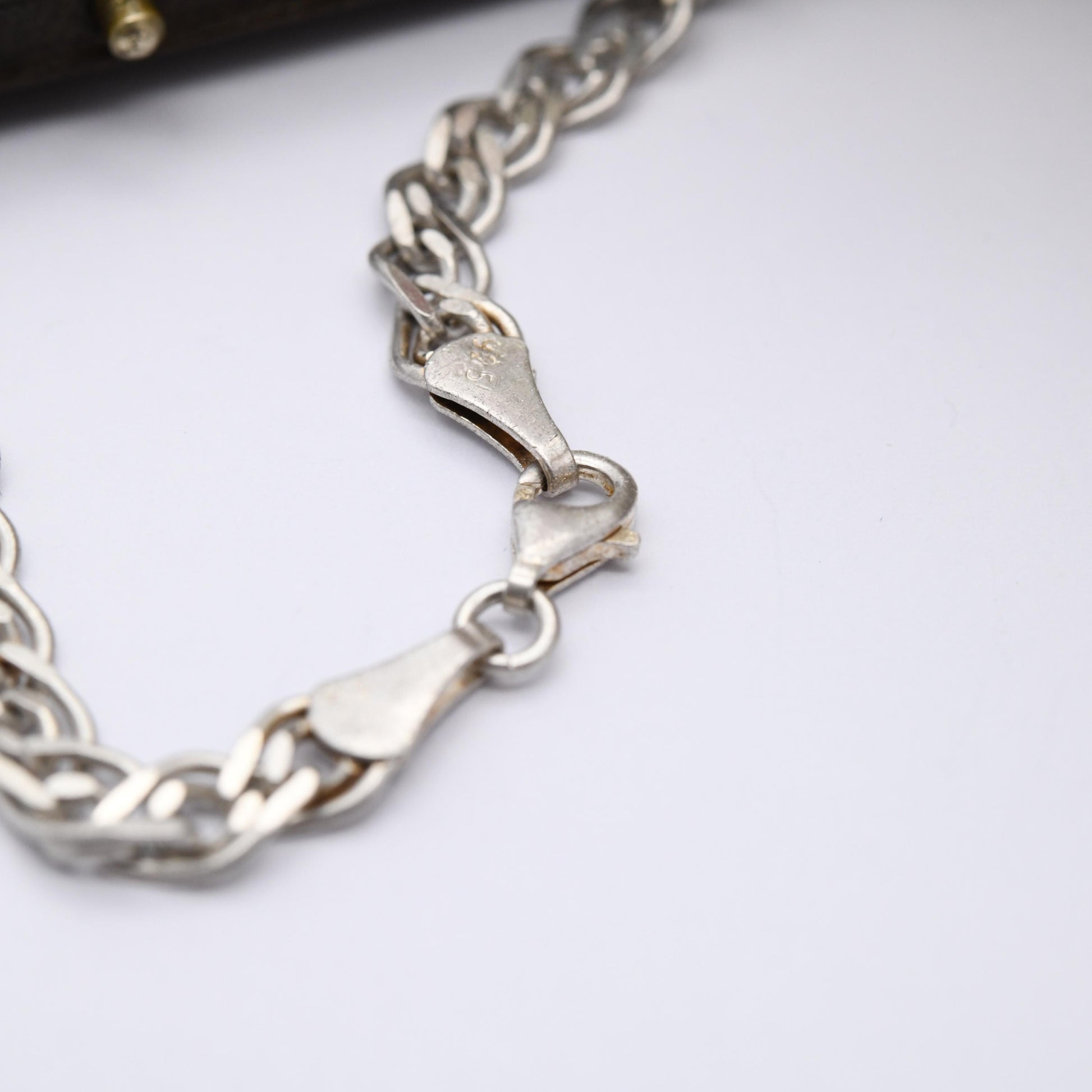 Vintage Sterling Silver Chain Bracelet - Double Flat Curb Links | Unisex | Gift
