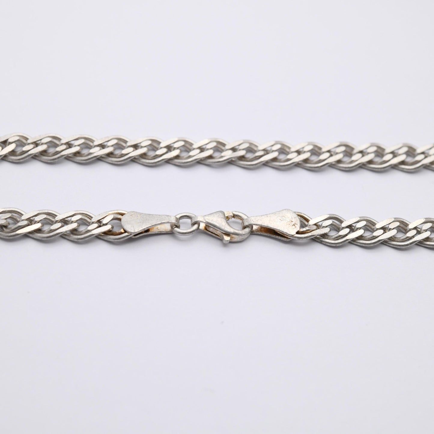 Vintage Sterling Silver Chain Bracelet - Double Flat Curb Links | Unisex | Gift