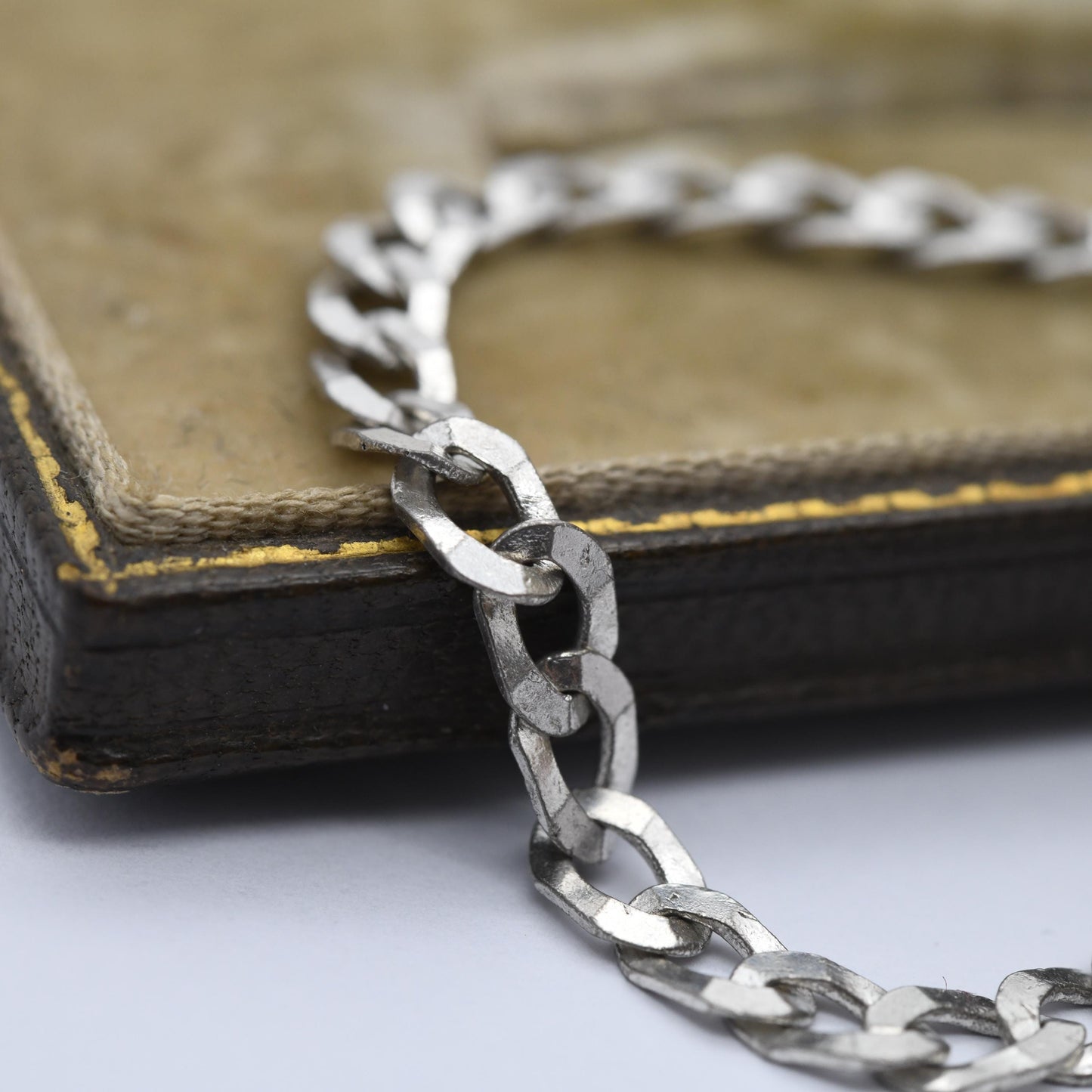 Vintage Sterling Silver Chain Bracelet - Flat Curb Links | Italian