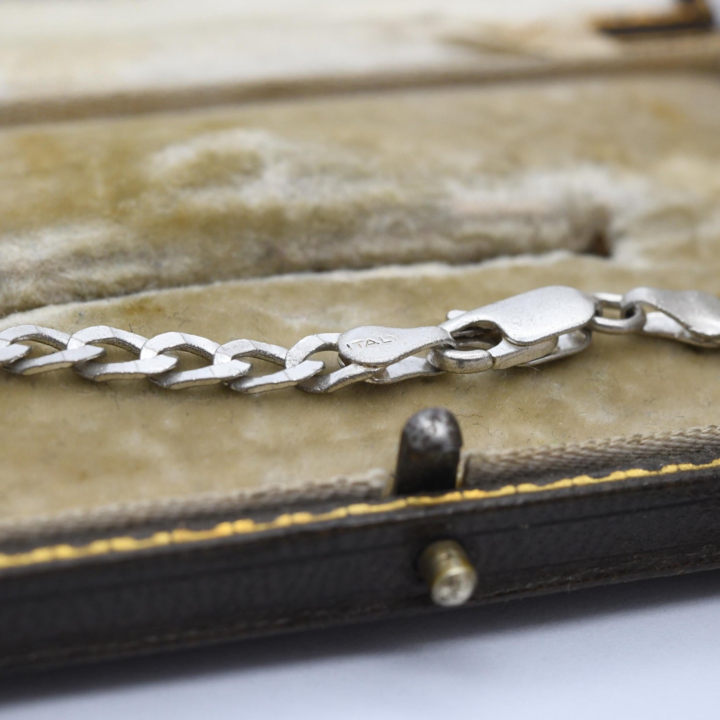 Vintage Sterling Silver Chain Bracelet - Flat Curb Links | Italian
