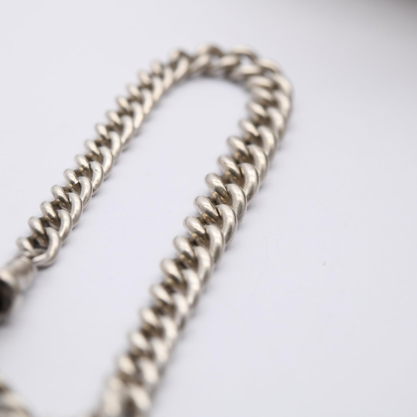 Antique Sterling Silver Albert Chain Bracelet Conversion 1927 with T-Bar - Chunky Solid | Stamped to Each Link