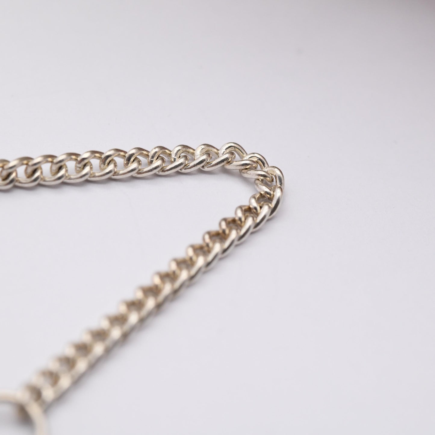 Vintage Sterling Silver Heart Padlock Clasp Chain Bracelet - Small Curb Links with Safety Chain
