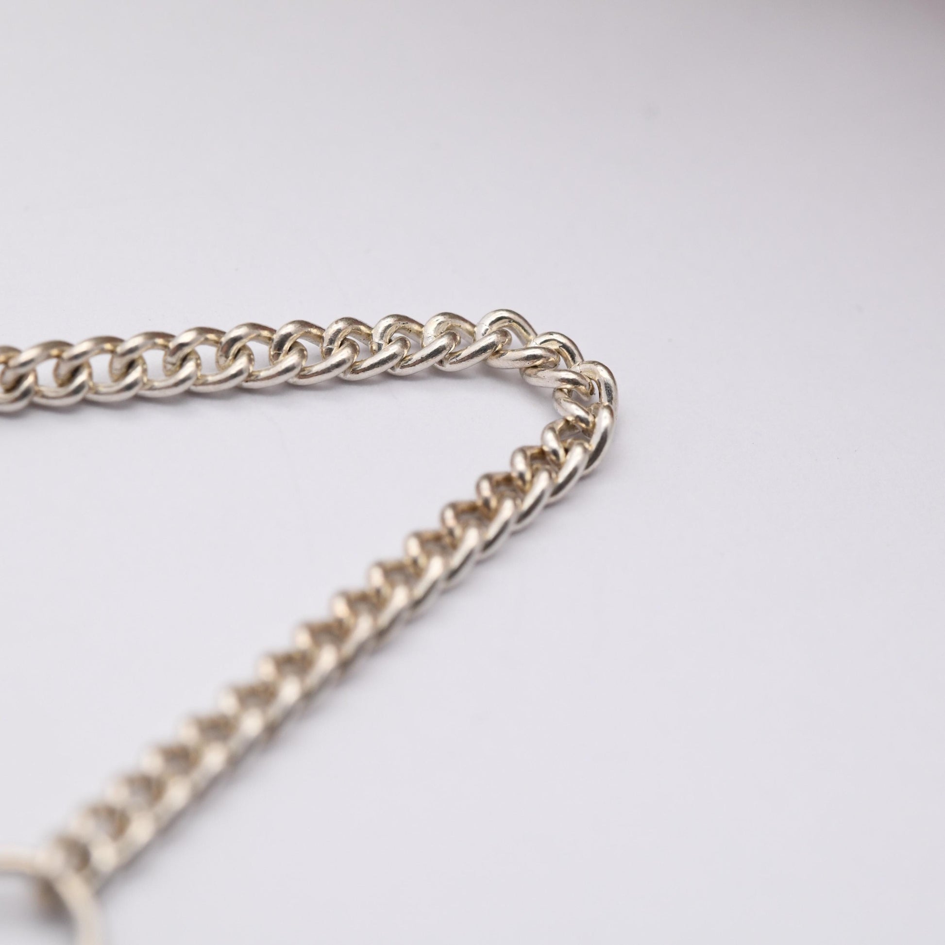 Vintage Sterling Silver Heart Padlock Clasp Chain Bracelet - Small Curb Links with Safety Chain