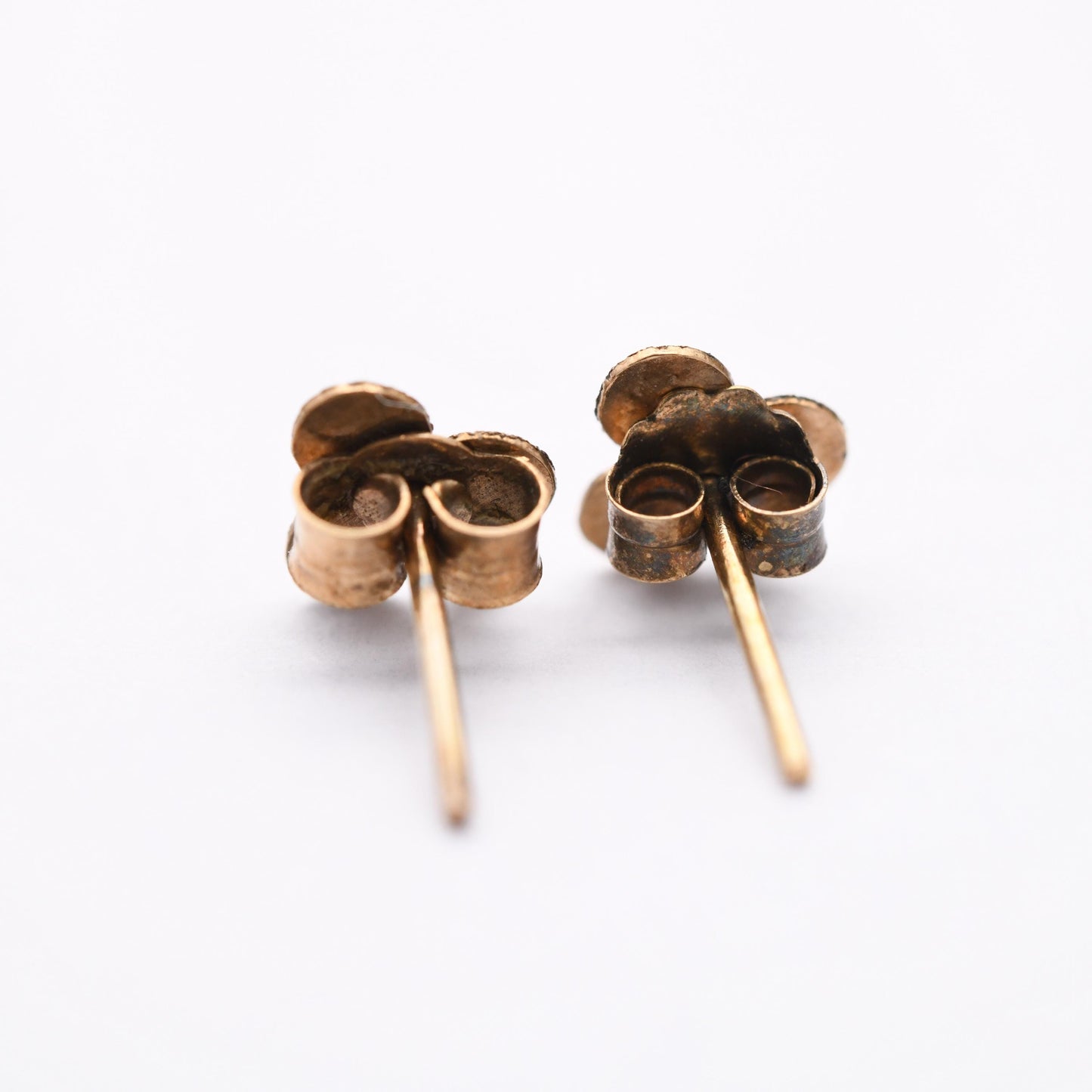 Vintage 9ct Gold Clover Stud Earrings - Diamond Cut Design | Three Leaf Lucky Clover | Butterfly Backs | Solid Gold | Gift for Her
