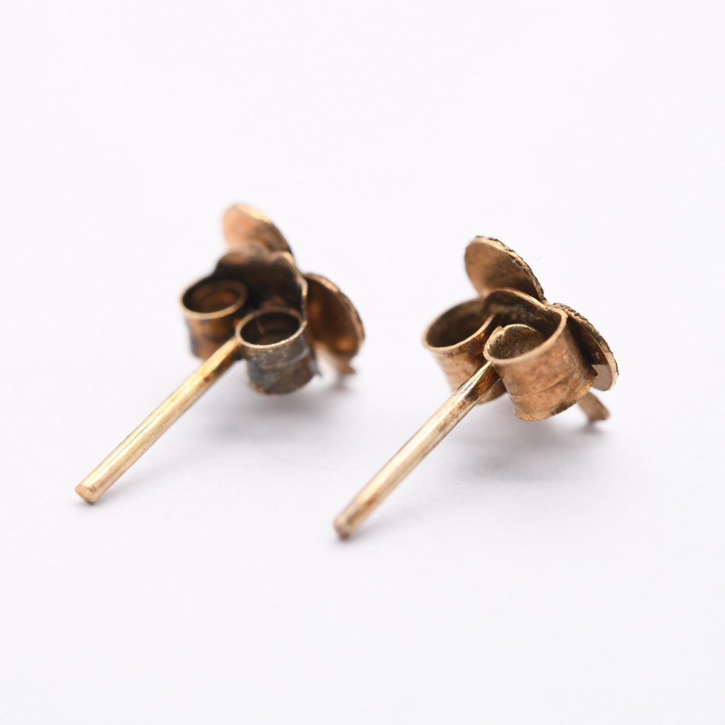 Vintage 9ct Gold Clover Stud Earrings - Diamond Cut Design | Three Leaf Lucky Clover | Butterfly Backs | Solid Gold | Gift for Her