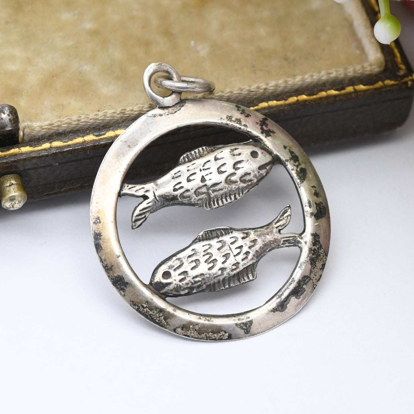 Vintage Sterling Silver Pisces Pendant - Double Fish Astrological Zodiac Star Sign Symbol | Mid-Century Open | February March Birthday Gift
