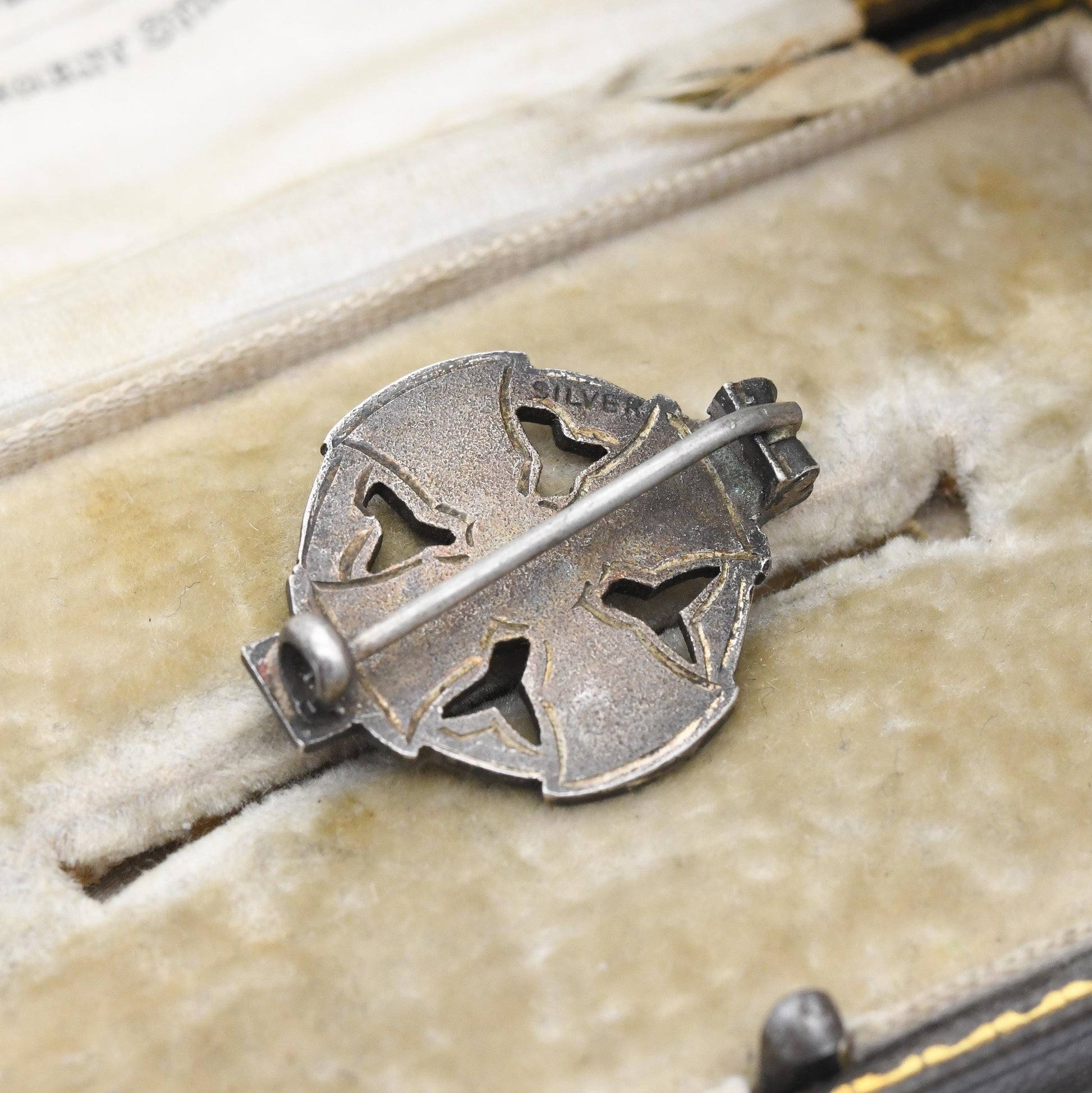 Vintage Sterling Silver Monogram Brooch 1937 My Deeds will Speak - Engraved Collectable Badge | Lord Alfred Tennyson Poem Quote