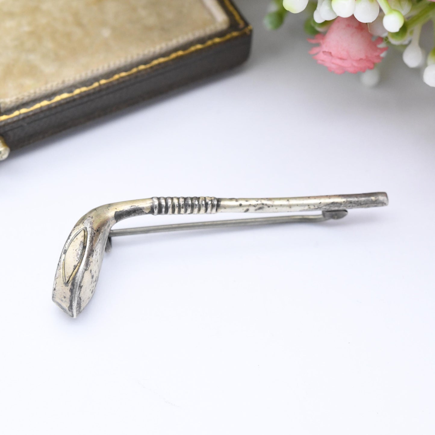 Antique Sterling Silver Golf Club Brooch 1908 - Unusual Sports Collectable Golfing Gift | Edwardian Bar Brooch