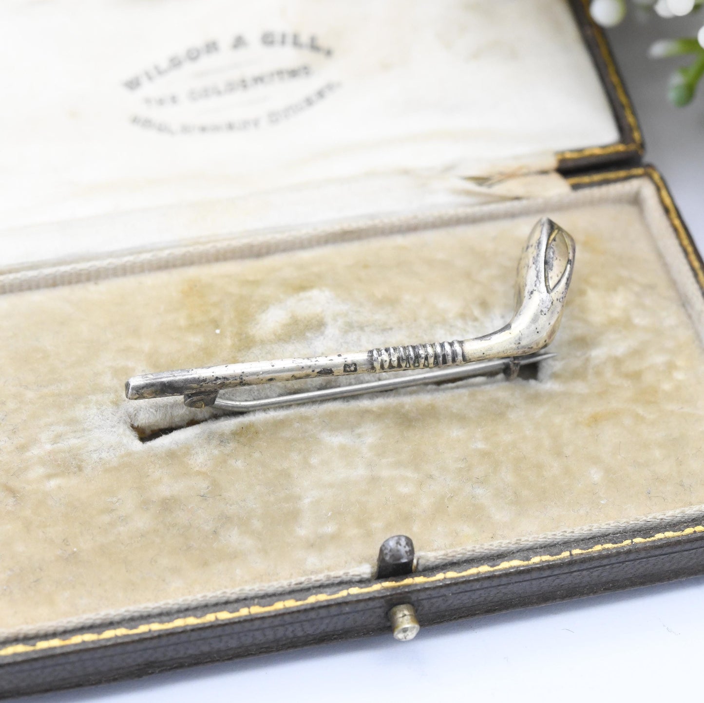 Antique Sterling Silver Golf Club Brooch 1908 - Unusual Sports Collectable Golfing Gift | Edwardian Bar Brooch