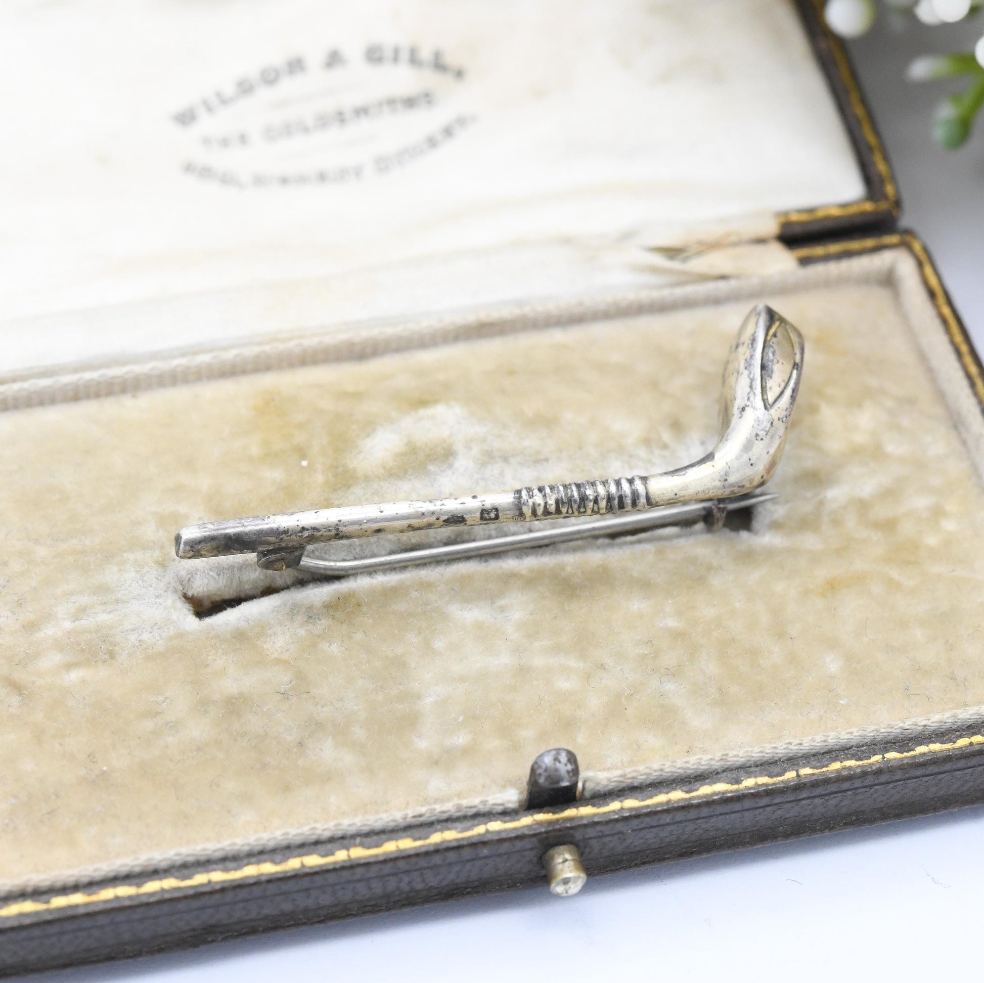 Antique Sterling Silver Golf Club Brooch 1908 - Unusual Sports Collectable Golfing Gift | Edwardian Bar Brooch