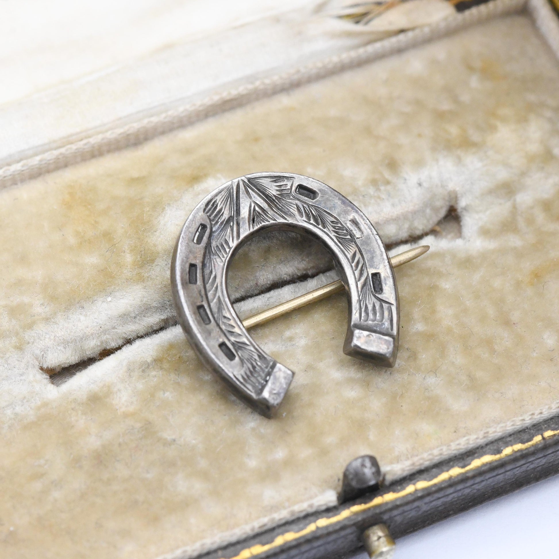 Antique Sterling Silver Horseshoe Brooch c. 1800s Victorian Good Luck Jewellery