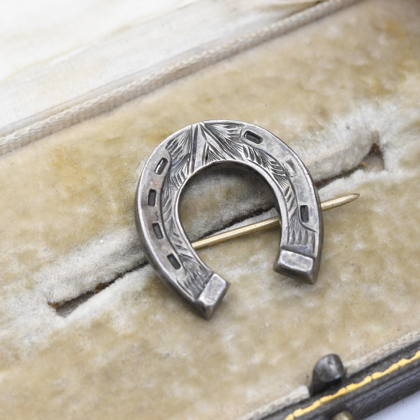 Antique Sterling Silver Horseshoe Brooch c. 1800s Victorian Good Luck Jewellery