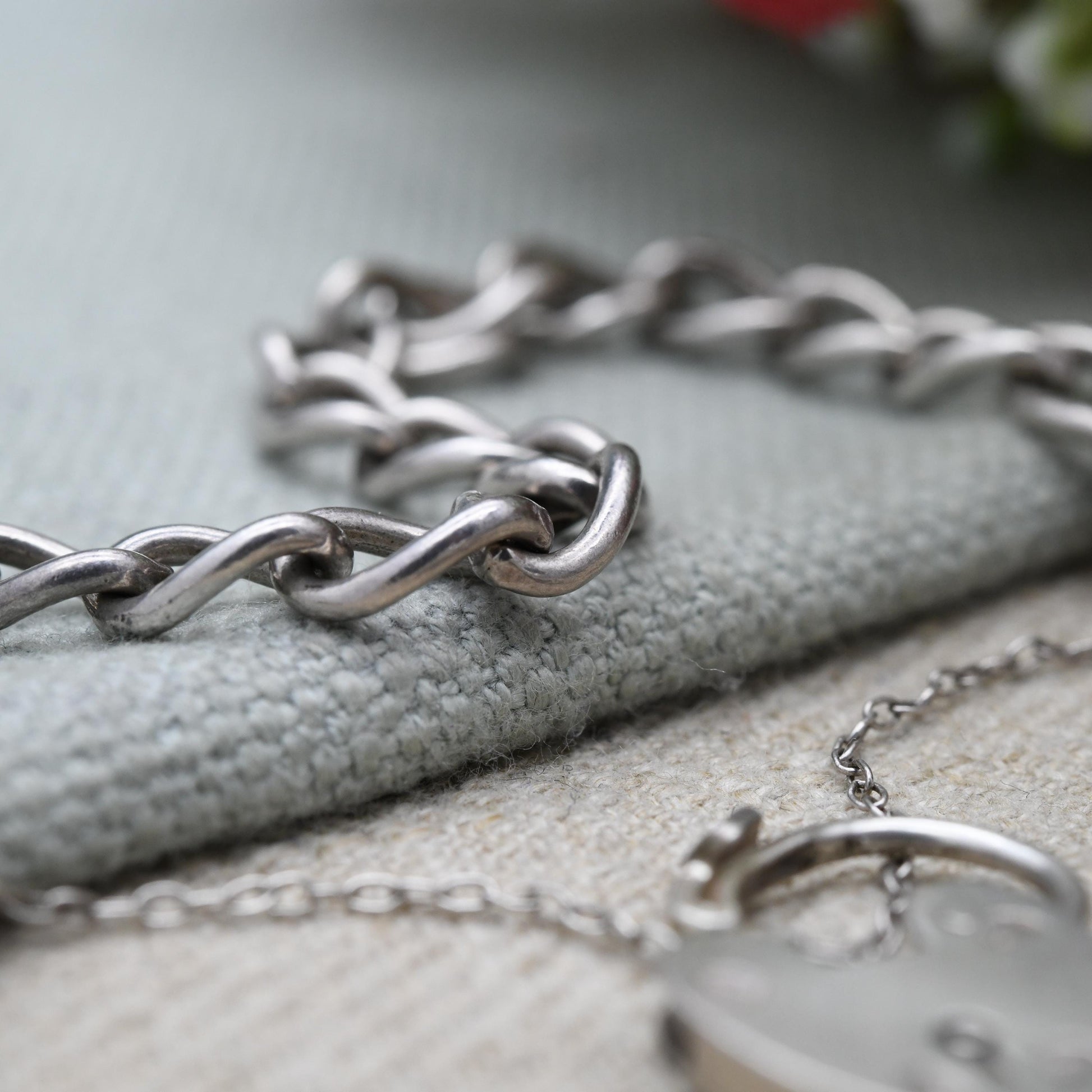 Vintage Sterling Silver Heart Padlock Clasp Chain Bracelet by Ward Brothers WBS - Chunky Curb Links with Safety Chain | UK Hallmarks