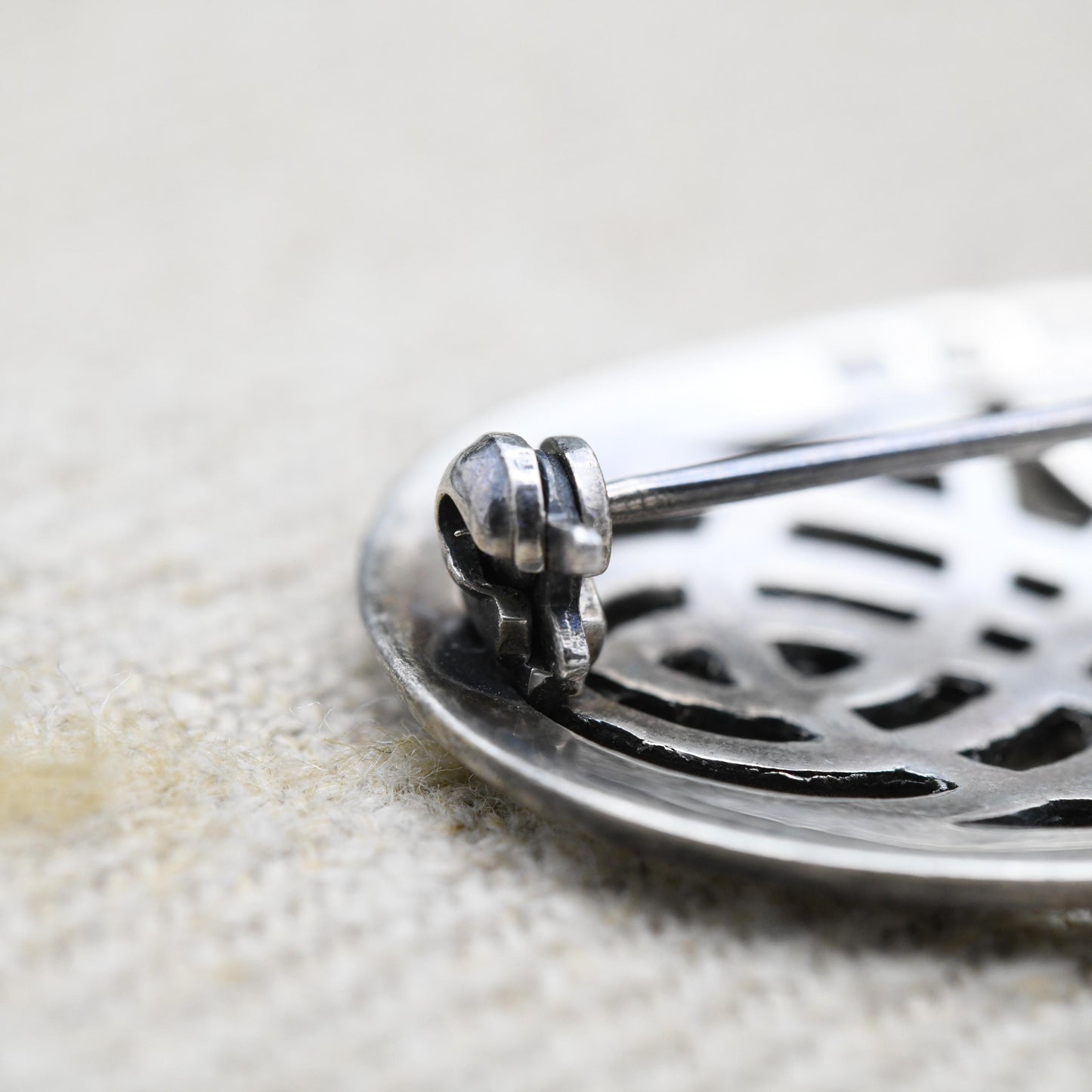 Vintage Sterling Silver Brooch with Openwork Celtic Knot Design | Woven Pattern