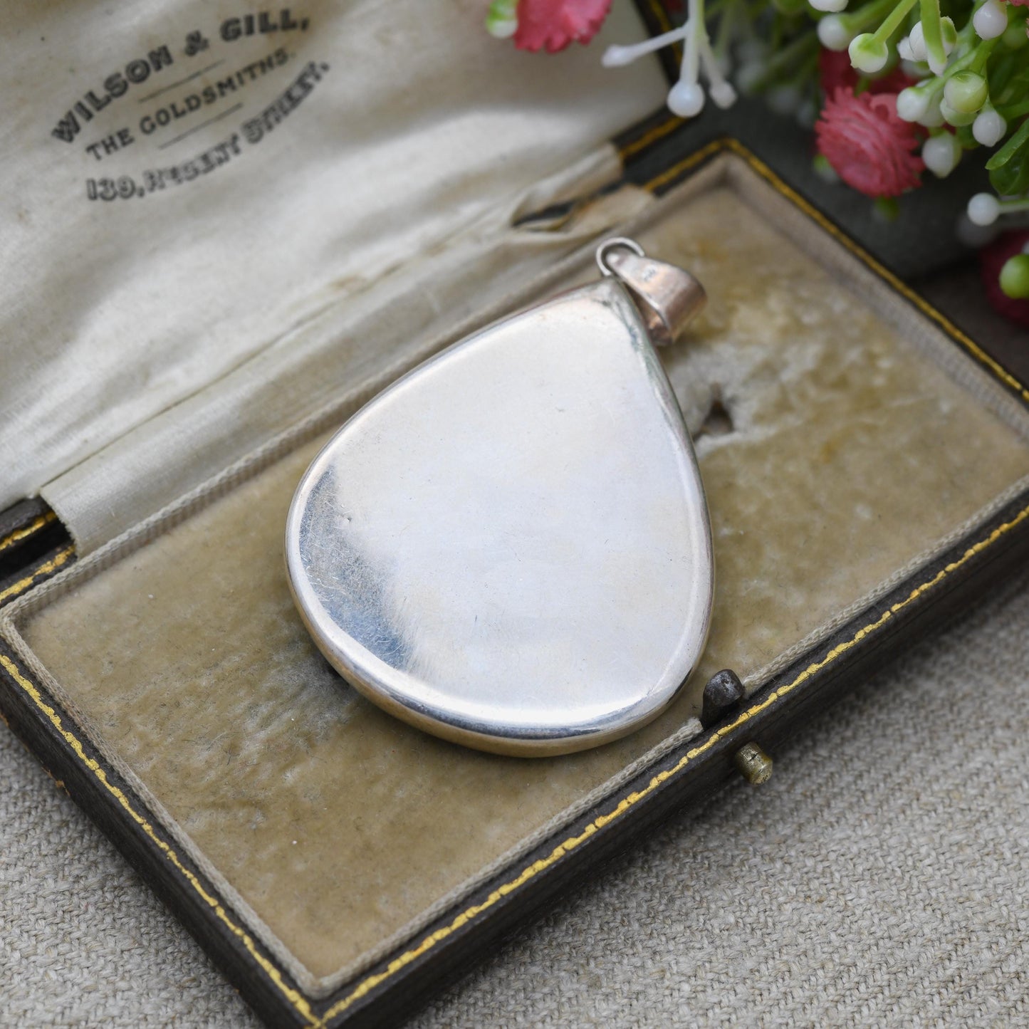 Vintage Sterling Silver Abalone Shell Pendant - Large Pretty Teardrop Shaped Jewellery | Gift for Pendant Necklace