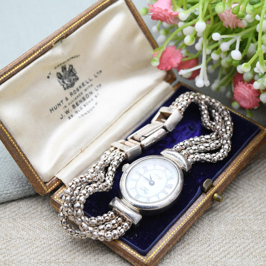 Milor Sterling Silver Precious Time Watch 2005 - Italian Designer | Mother of Pearl | Popcorn Link Bracelet | Quartz Movement | Time Piece
