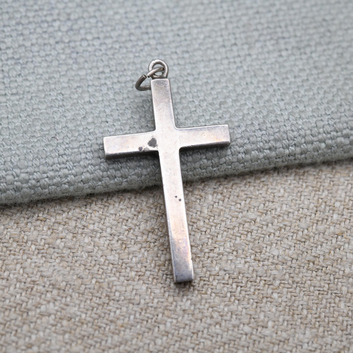 Vintage Sterling Silver Cross Pendant - Etching Design | Mid-Century Minimal Design Christian Pendant | Gift