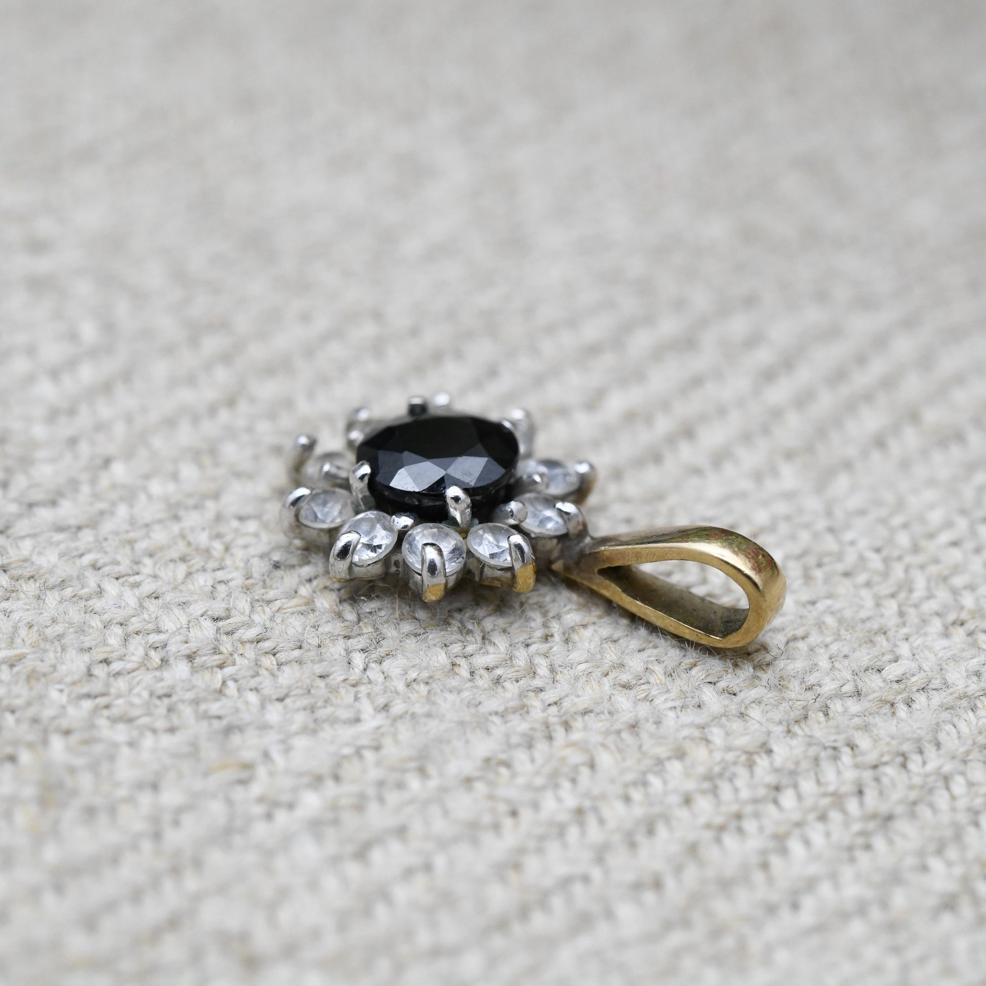 Vintage 9ct Gold Sapphire Cluster Pendant - Mid-Century Miniature Sparkly Charm | Pretty Solid Gold Gift for Her