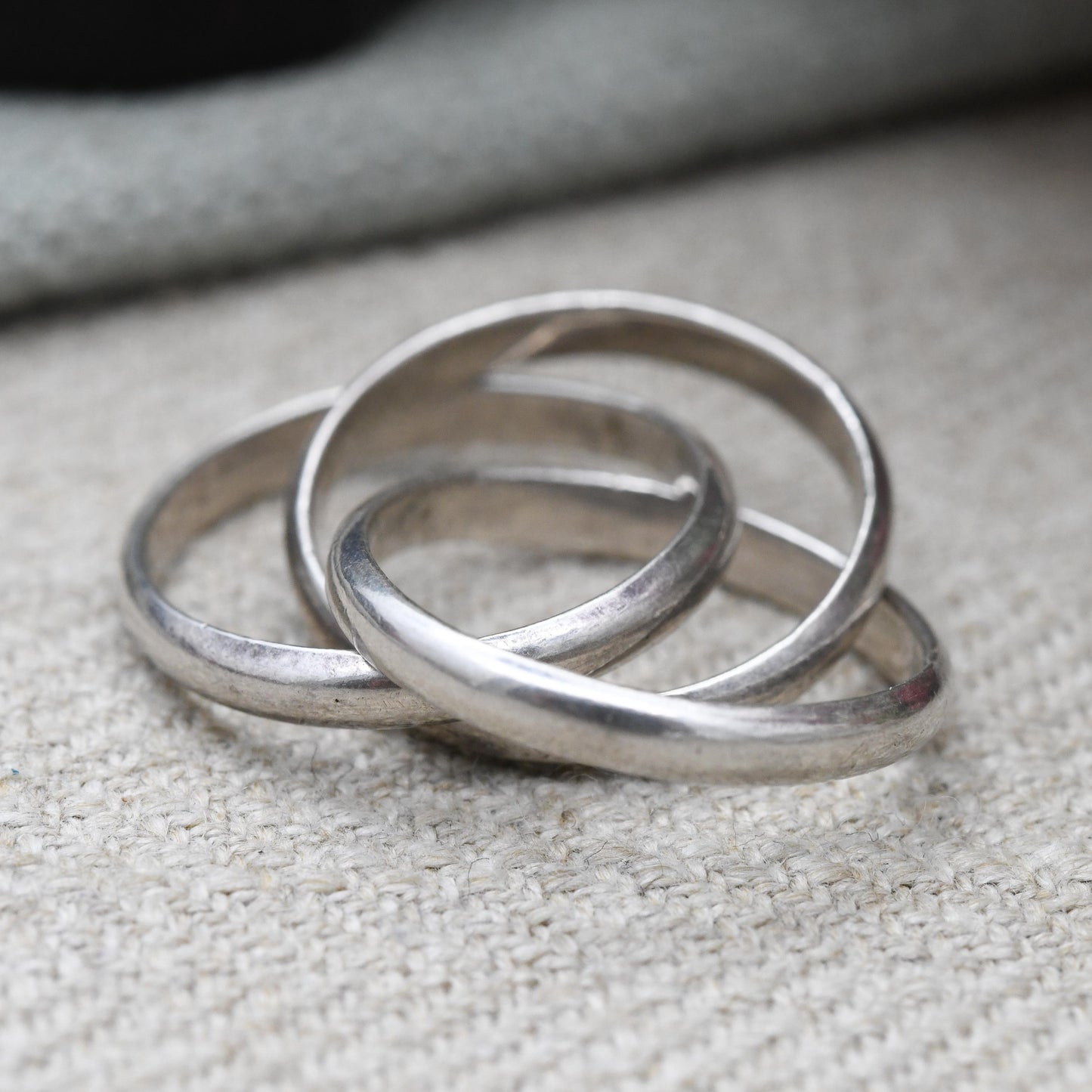 Vintage Sterling Silver Russian Wedding Band Ring - Trilogy Crossed Band | UK Size - J 1/2 | US Size - 5