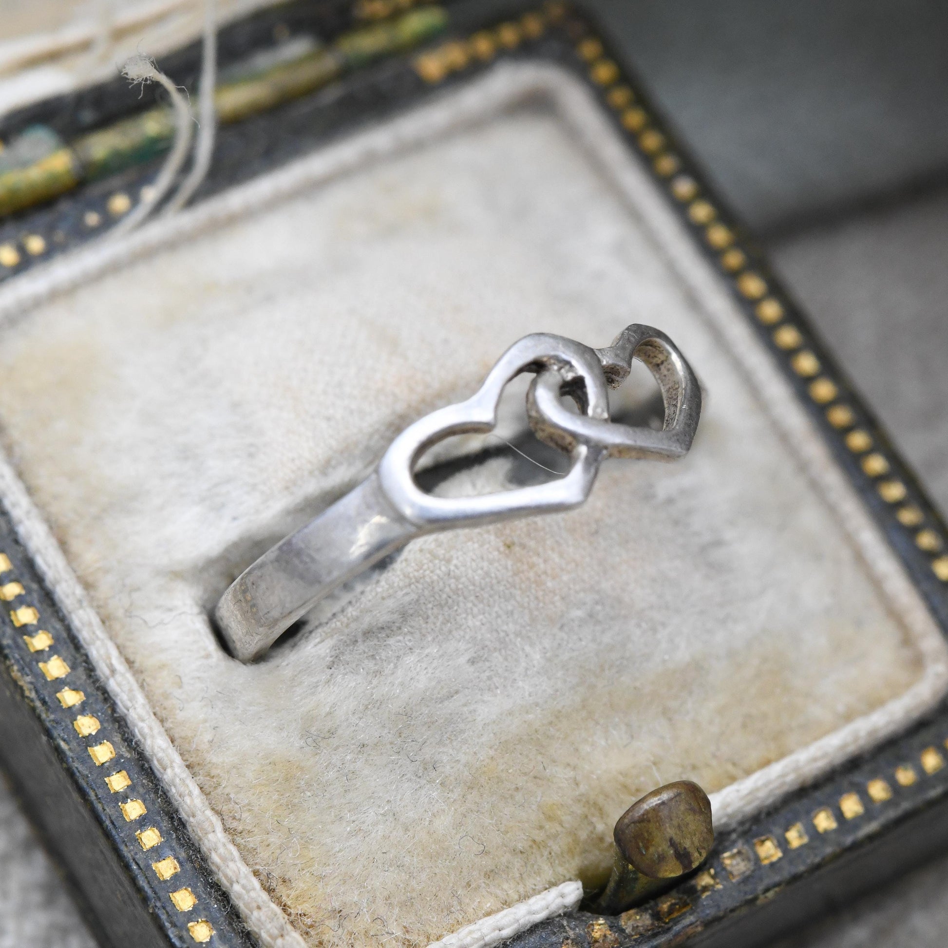 Vintage Sterling Silver Heart Ring - Two Linked Love Hearts | Friendship | Love | Gift | UK Size - K 1/2 | US Size - 5 1/2