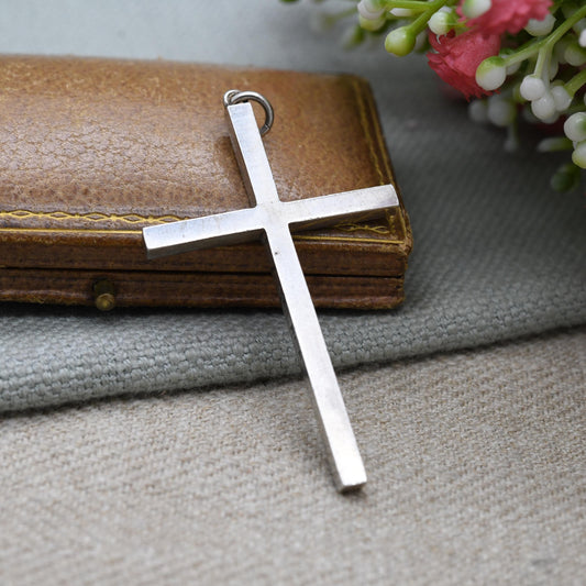 Vintage Sterling Silver Cross Pendant - Large True Vintage Gift | Christian Necklace