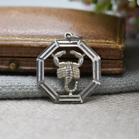 Vintage Sterling Silver Scorpio Pendant - Scorpion Astrological Zodiac Star Sign Symbol | | October November Birthday Gift