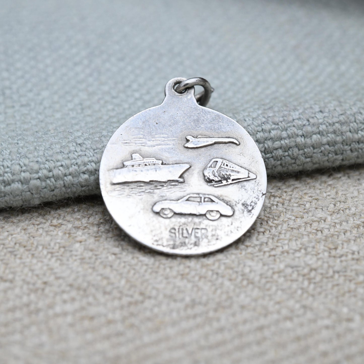 Vintage Sterling Silver St. Christopher Pendant - Embossed Relief | Circle | Saint of Travelling | Religious Jewellery
