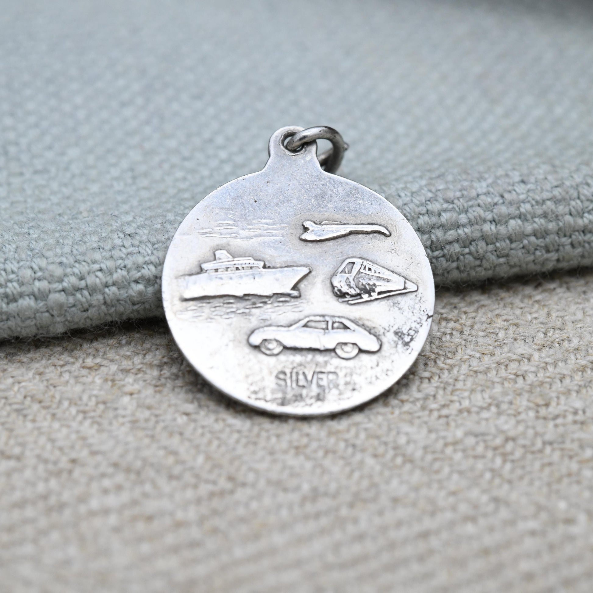 Vintage Sterling Silver St. Christopher Pendant - Embossed Relief | Circle | Saint of Travelling | Religious Jewellery