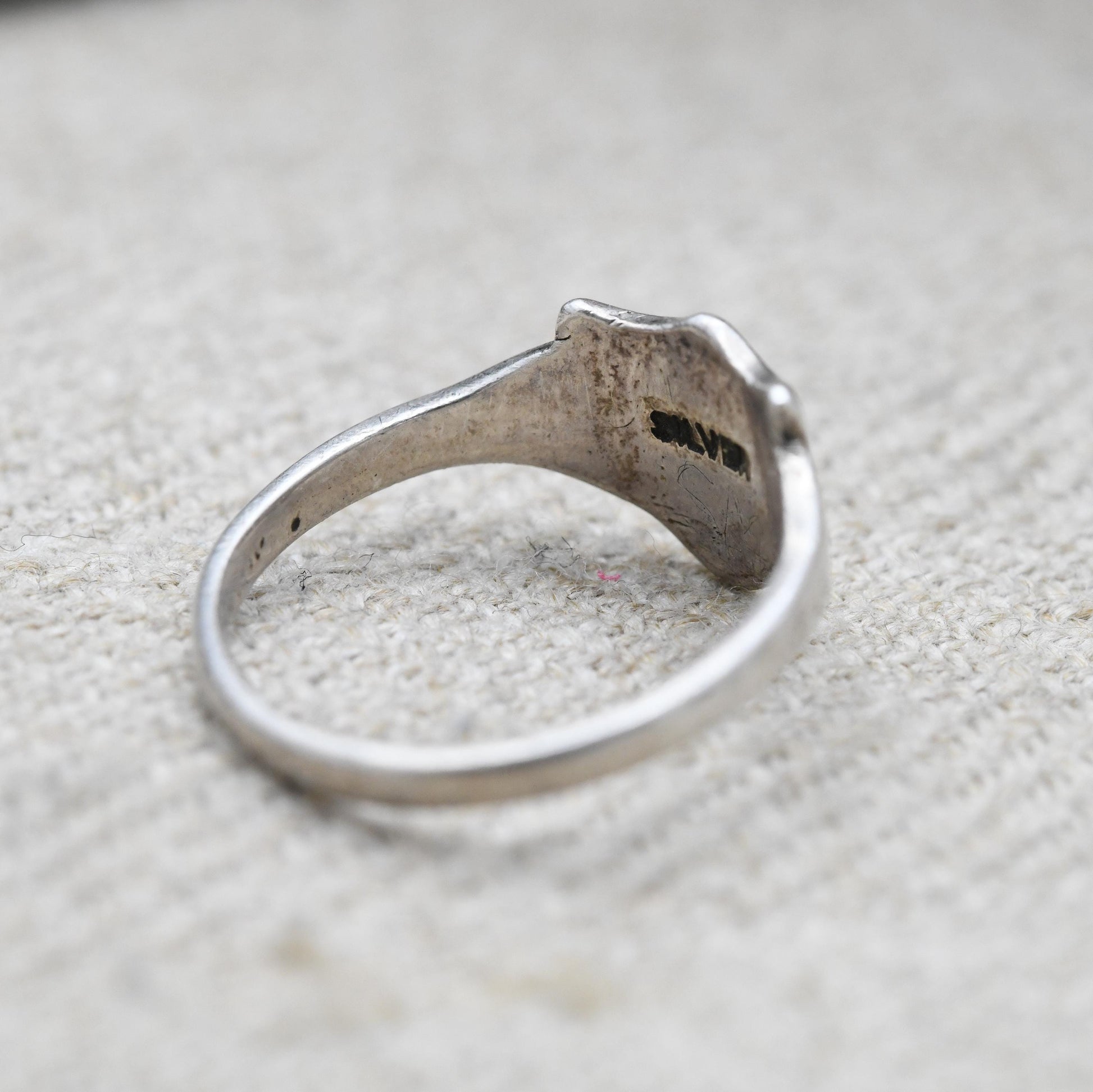 Antique Sterling Silver Shield Signet Ring c. 1910s - Small Size | Unisex Pinkie Ring | UK Size - K | US Size - 5 1/4