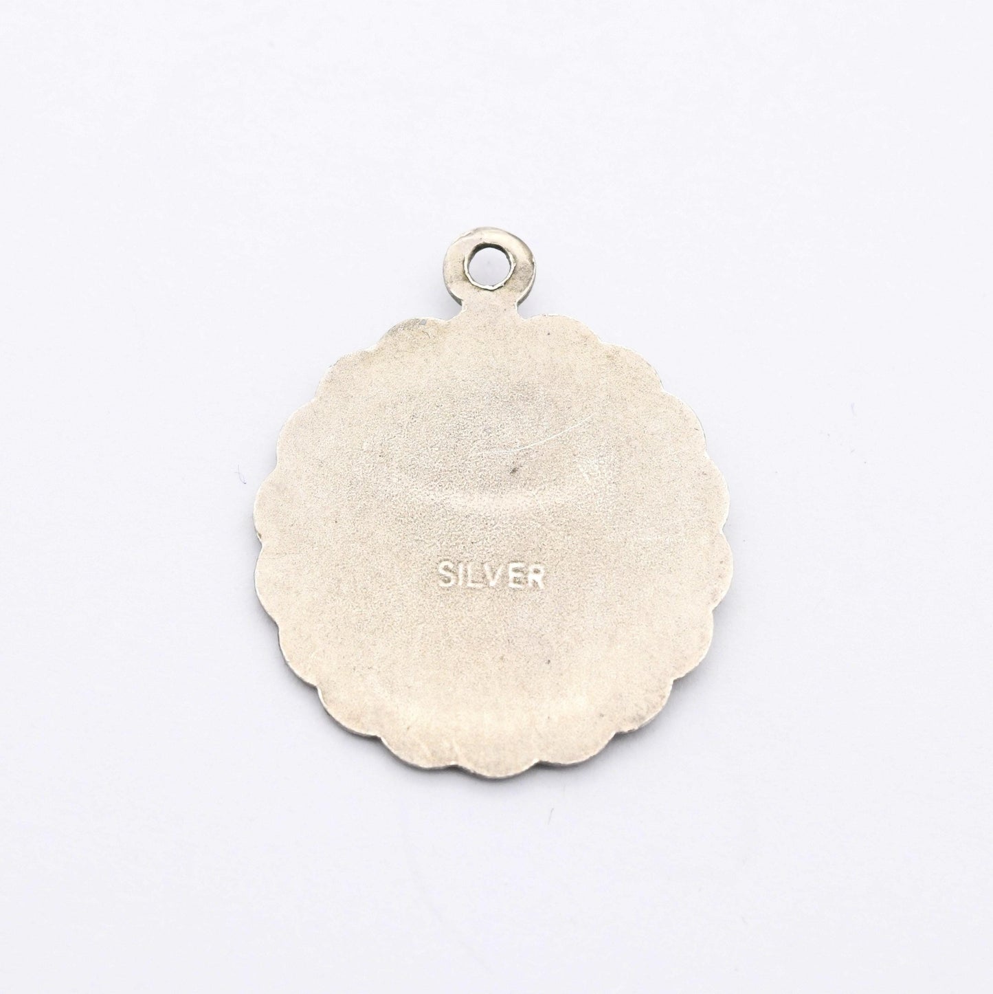 Vintage Sterling Silver St. Christopher Pendant - Embossed Relief | Ridged Border | Circle | Saint of Travelling | Religious Jewellery