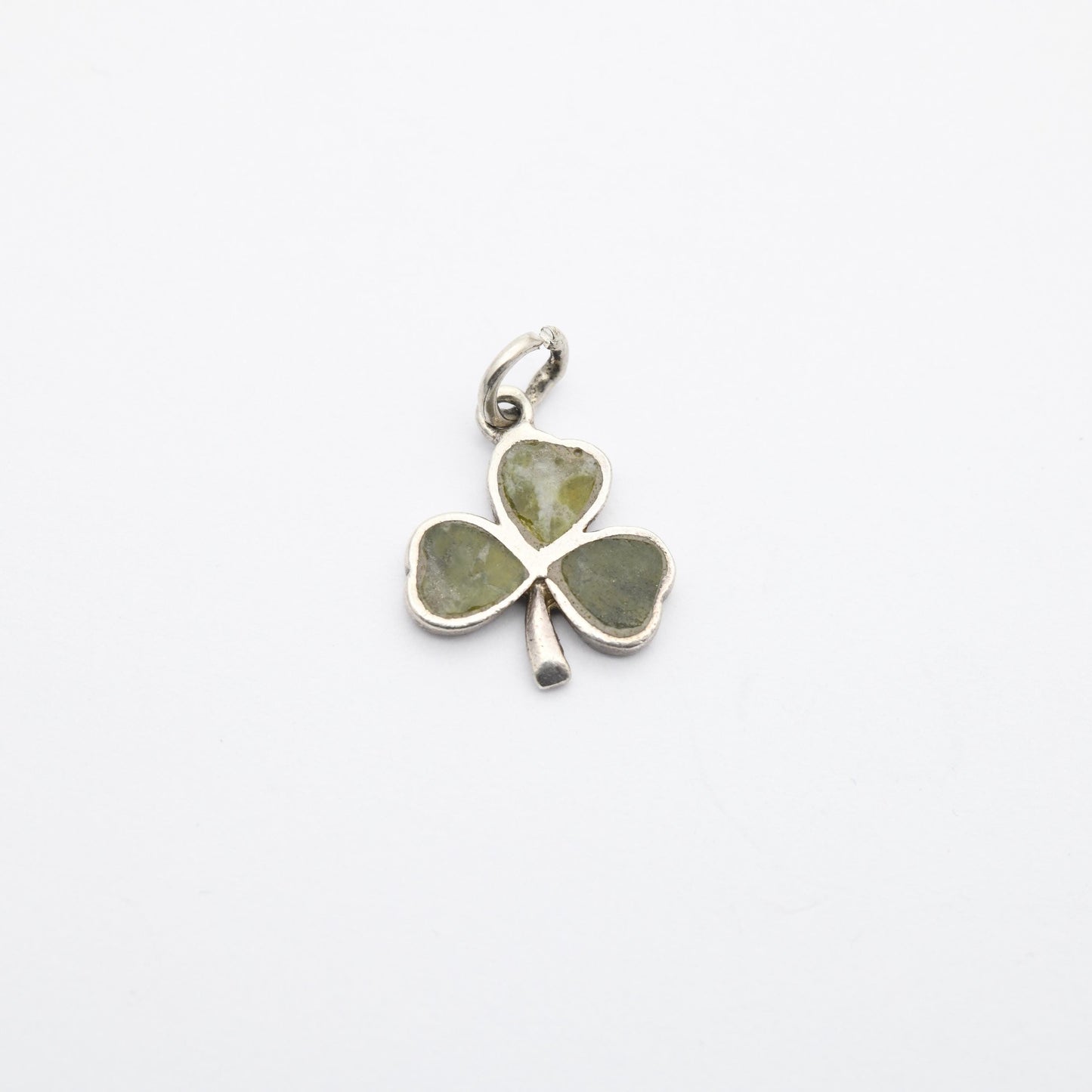 Vintage Sterling Silver Connemara Marble Shamrock Charm Pendant 1969 - Three Leaf Clover | Irish | Ireland | Gift for Charm Bracelet